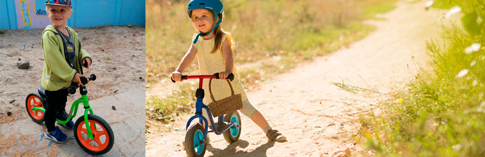 Billede af 2 børn på løbecykel